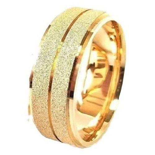 Imagem de Aliança Aço Inox 316L Jateado 1 Friso Dourado Casamento Noivado 8mm