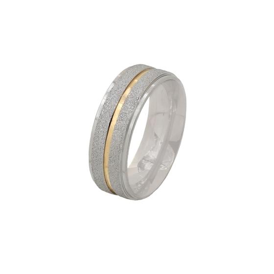 Imagem de Aliança Aço Inoxidável Brilhosa Com Filete Dourado N21 4410