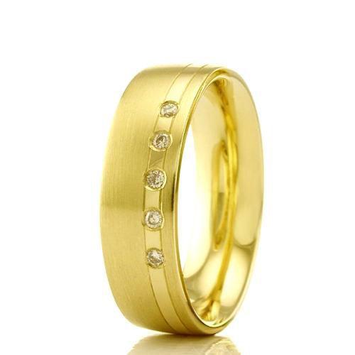 Imagem de Aliança de casamento feminina em Ouro 18k 750 WM Joias 6MM Com Zircônia F2354