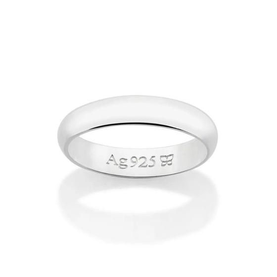 Imagem de Aliança de namoro fina prata 925 casamento ou noivado anel de compromisso rommanel unissex 4 mm 810204