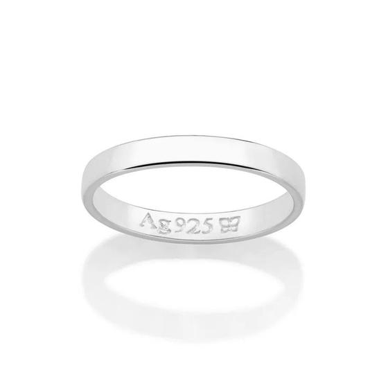 Imagem de Aliança de namoro fina prata 925 casamento ou noivado anel de compromisso rommanel unissex lisa 3 mm 810205