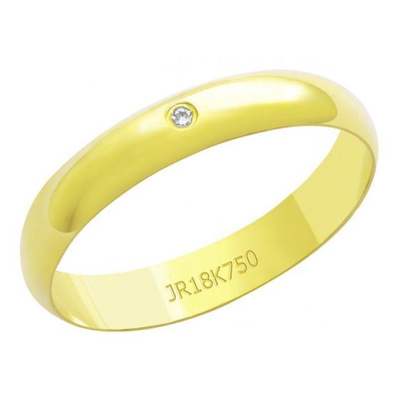 Imagem de Aliança em Ouro 18k Clássica Com Brilhante