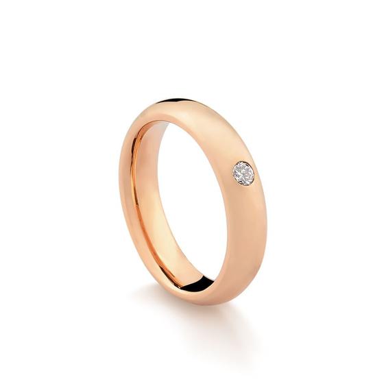 Imagem de Aliança Feminina em Ouro 18K Rosé com Diamante 5,0mm