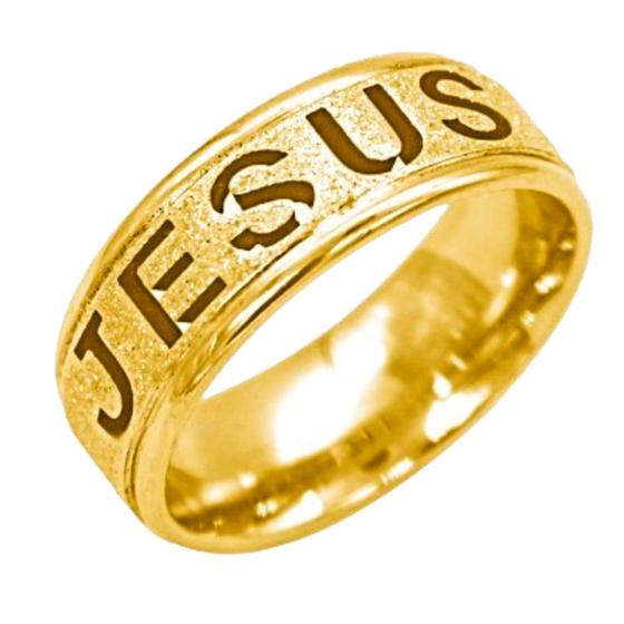 Imagem de Aliança Jesus Banhada Ouro 18k 6mm Casal Noivos Compromisso Luxo 