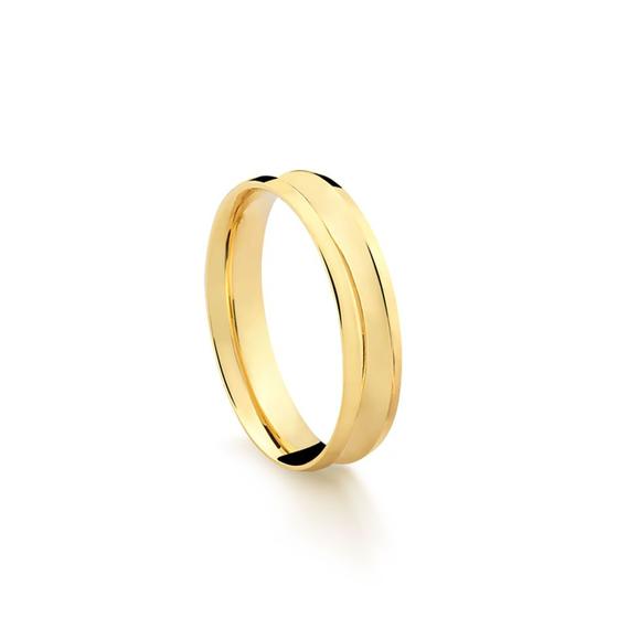 Imagem de Aliança Masculina Côncava em Ouro 18k Amarelo com 4,0 mm