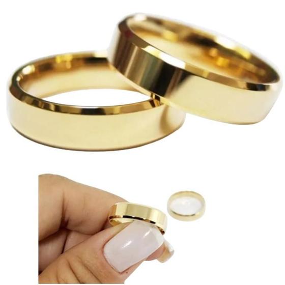 Imagem de Alianças Casamento 4mm Banhada Ouro - Tamanho 26/27 e 21/22