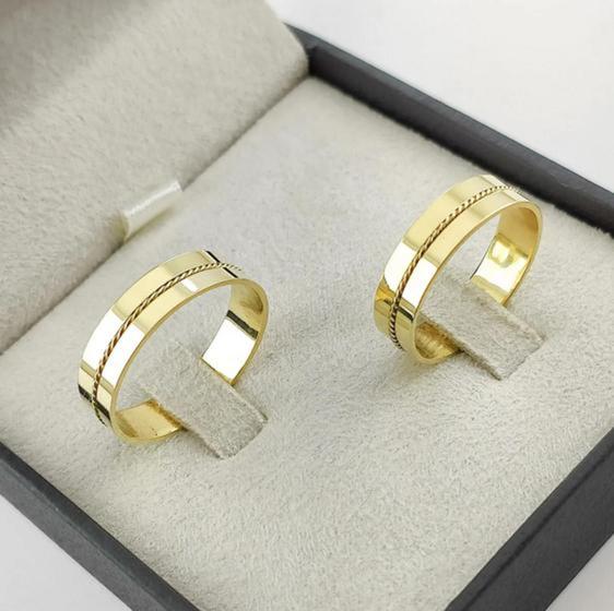 Imagem de Alianças Casamento Ouro 18k Corda fio torcido 5mm 11 gramas