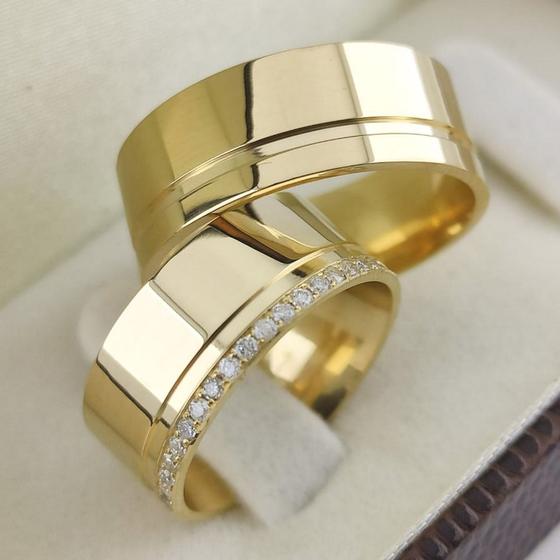 Alianças Casamento ouro 18k Grossa 8mm 20 gramas - Sheju Joias Imagem de Alianças Casamento ouro 18k Grossa 8mm 20 gramas