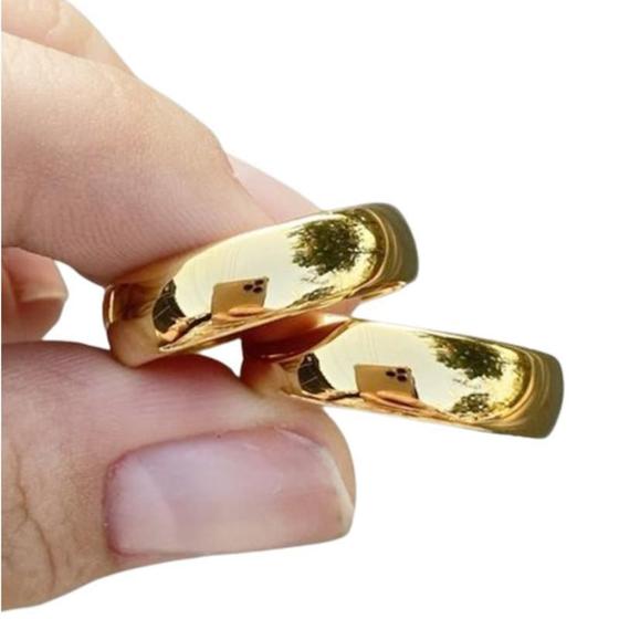 Imagem de Alianças Tradicionais Banhada Ouro 6mm - Design Redondo