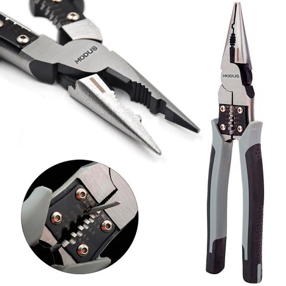 Imagem de Alicate 9 Polegadas Universal Multifuncional Profissional Ponta Agulha Achatada Diagonal OU Kit Cabo Emborrachado