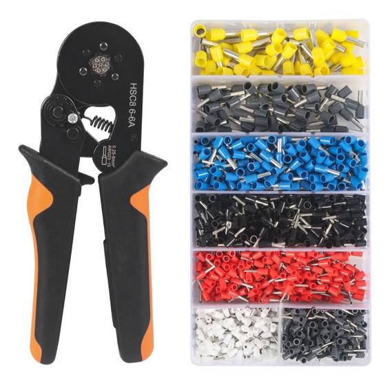 Alicate Crimpar Prensa Terminal Ilhos Tubolar Com Kit 0,25 Até 6mm² Menor preço em Alicate Crimpar Prensa Terminal Ilhos Tubolar Com Kit 0,25 Até 6mm²