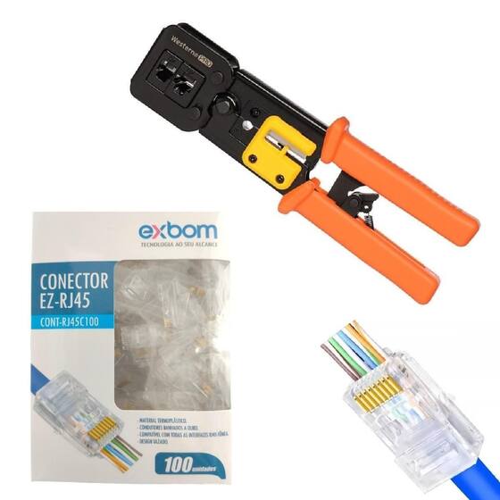 Alicate Crimpar Rj45 + 100 Conector Rj45 Vado - Western - Alicate de ...