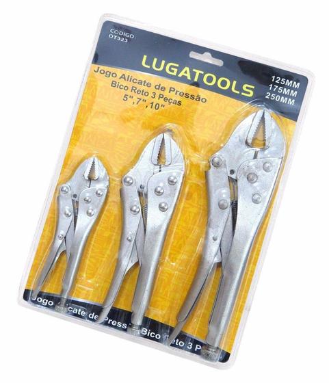 Imagem de Alicate De Pressão Bico Reto Com 3 Peças Lugatools