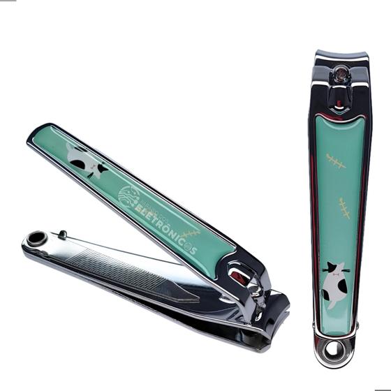 Imagem de Alicate de Unha Grande com Lixa Profissional Cortador Inox Estampado com Ponta Curvada LKS9140