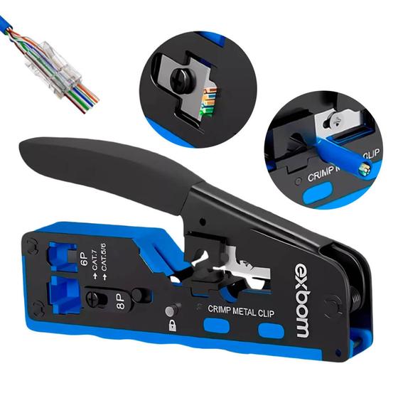 Imagem de Alicate EZ Crimp para Conectores RJ45 RJ12 e RJ11 Redes Cat 7 Cat 6 e Cat 5e Profissional
