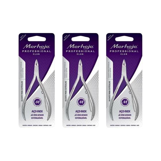 Imagem de Alicate Merheje Ref 225 Inox Cuticulas - Kit Com 3Un