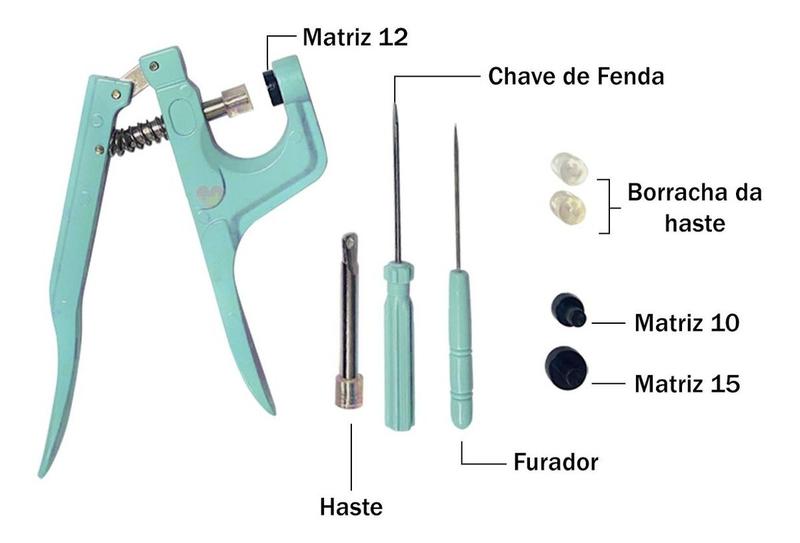 Imagem de Alicate para aplicar e pregar botões de pressão plástico ritas tamanho 10 12 15