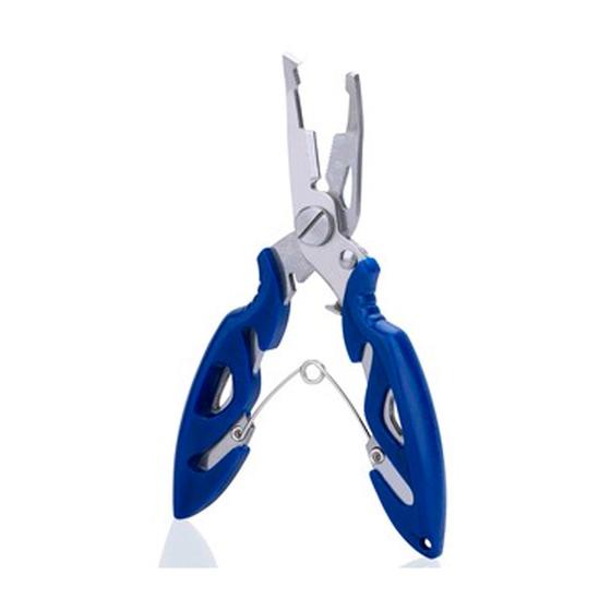 Alicate Pesca Multifuncional Bico Curvo Corte Tira Anzol Aço Inox Cabo
