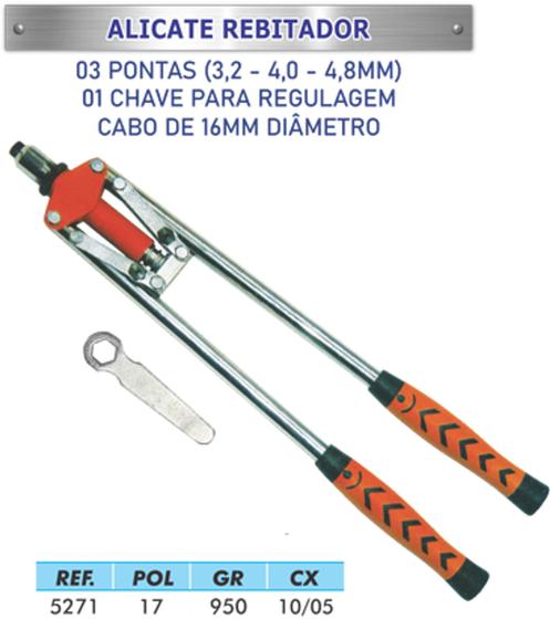 Imagem de Alicate Rebitador 17" com 3 pontas - Lotus
