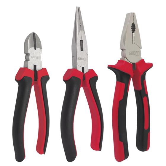 Imagem de Alicates Kit Profissional com 3 Ferramentas - Alicate De Bico, Alicate De Corte e Alicate Universal