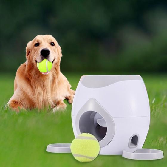 Imagem de Alimentador Automático de Cachorro com Lançador de Bolas de Tênis - Treinamento Divertido