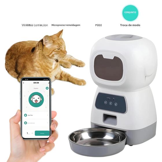 Imagem de Alimentador Automático Inteligente para Pets com Wi-Fi - Grande Capacidade