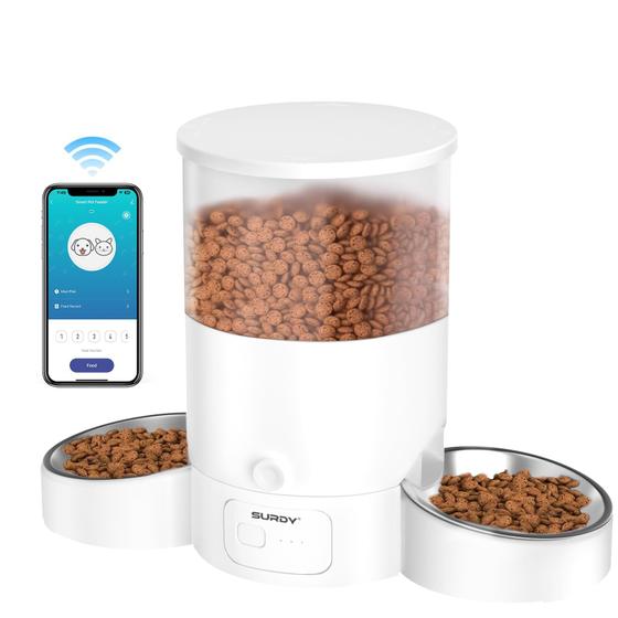 Imagem de Alimentador automático para gatos Surdy 2.4G WiFi Smart 3L para 2 gatos