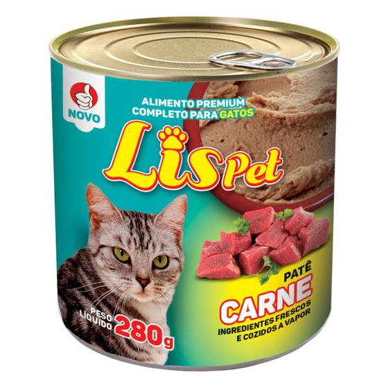 Imagem de Alimento Completo / Ração Úmida / Patê para Gatos Adultos e Filhotes - LISPET  - Sabor Carne - 280G
