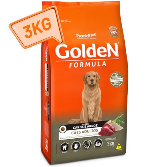 Imagem de Alimento Golden Formula Cães Adultos 3kg Carne & Arroz