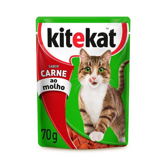 Imagem de Alimento Para Gato Ração Úmida Sachê Kitekat 70g Carne Frango Peixe