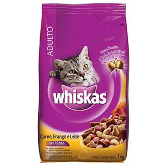 Imagem de Alimento para Gato Whiskas Carne, Frango e Leite Pacote 1 kg