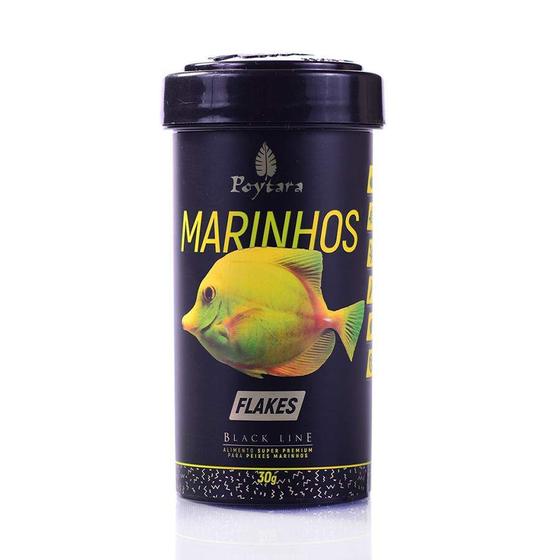 Imagem de Alimento Poytara Black Line Flakes para Peixes Marinhos 30g