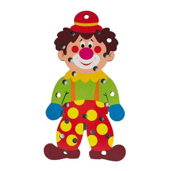 Imagem de Alinhavo Palhaço Brinquedo Educativo Coordenação Motora - Maninho - 4 anos