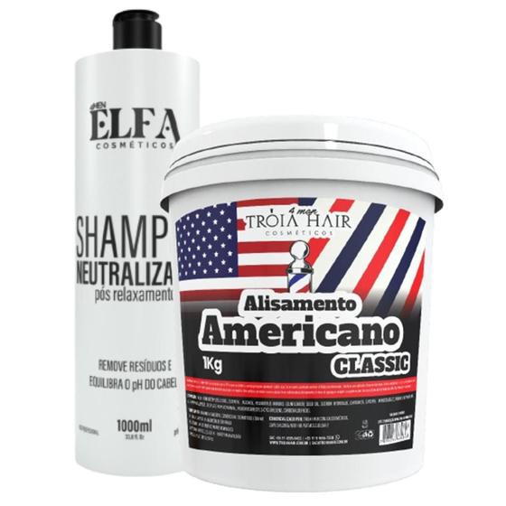 Imagem de Alisamento Americano Classic + Shampoo Neutralizante Elfa For Man Troia Hair