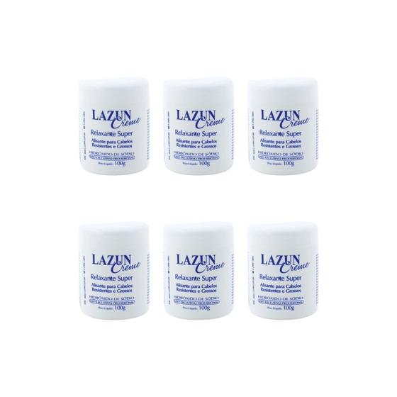 Imagem de Alisante Lazun 100g Azul-Super-Kit C/6un
