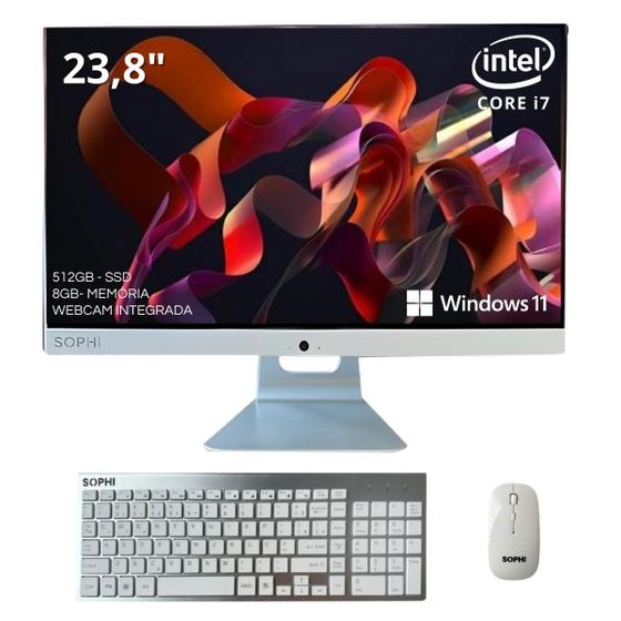 All In One Computador Completo Intel Core I7 Ssd 512GB PC 8gb Ram DDR3 TELA 23,8Full Hd Teclado + mouse s/ fio bivolt c/wifiebluetooth Menor preço em All In One Computador Completo Intel Core I7 Ssd 512GB PC 8gb Ram DDR3 TELA 23,8Full Hd Teclado + mouse s/ fio bivolt c/wifiebluetooth