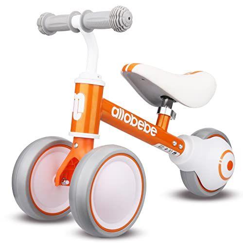 Imagem de allobebe Baby Balance Bike-Cute Toddler Bikes 12-36 meses Brinquedos para bicicleta de presente de 1 ano para treinar o bebê de pé para correr com assento ajustável silencioso e macio 3 rodas