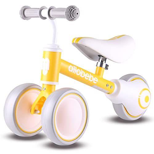 Imagem de allobebe Baby Balance Bike, Toddler Bikes Bicycle para 12-36 meses para meninas e meninos de 1 ano para andar por aí com assento ajustável suave e silencioso 3 rodas