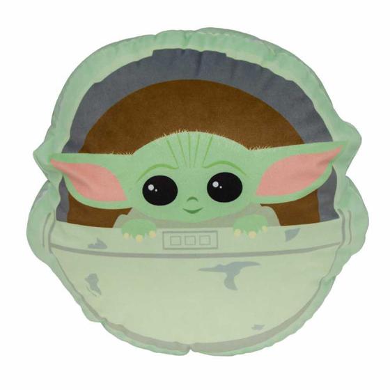 Imagem de Almofada 3D Baby Yoda No Berço Aveludada Oficial Star Wars - Zona Criativa