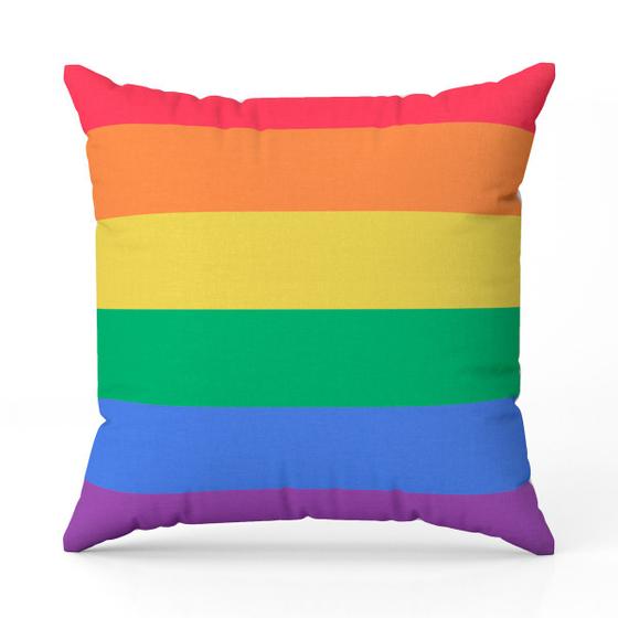 Imagem de Almofada Avulsa Cheia Estampada Bandeiras LGBT Cores 45cm x 45cm com Refil