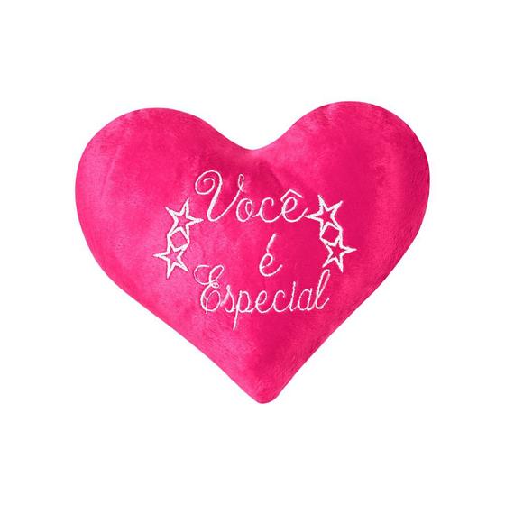 Imagem de Almofada bordada coração de pelúcia especial pink 1pç