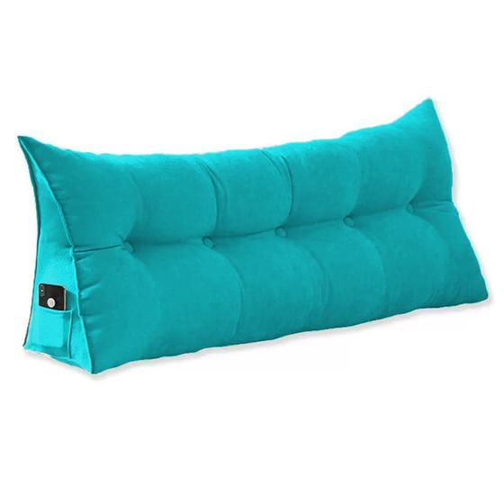 Imagem de Almofada Cabeceira Ana Cama Queen 160cm Suede Azul Tifany Ms Decor