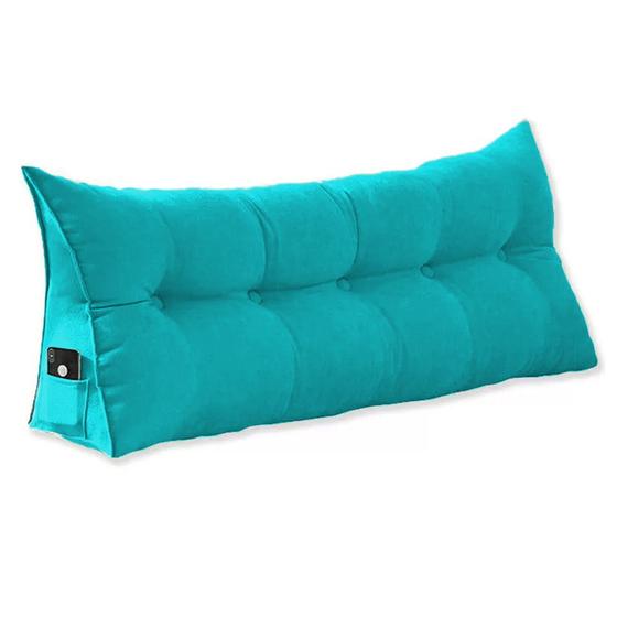 Imagem de Almofada Cabeceira Ana Cama Queen 160cm Suede Azul Tifany Mz Decor