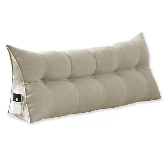 Imagem de Almofada Cabeceira Ana Cama Queen 160cm Suede Bege Ms Decor