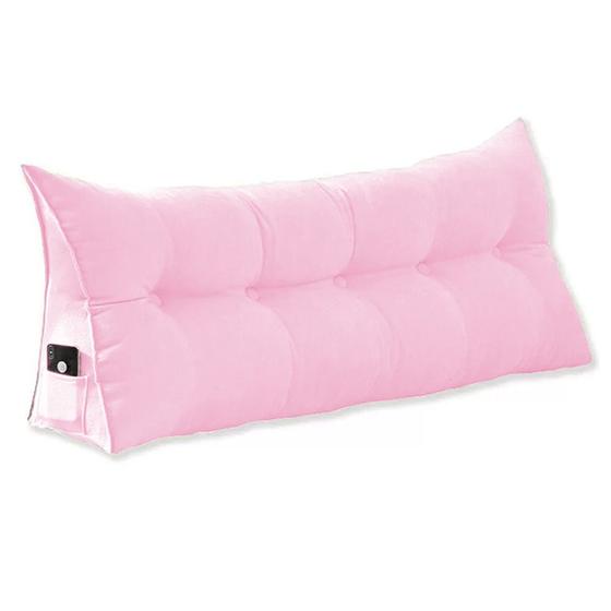 Imagem de Almofada Cabeceira Ana Cama Solteiro 90cm Suede Rosa Bebê Mz Decor