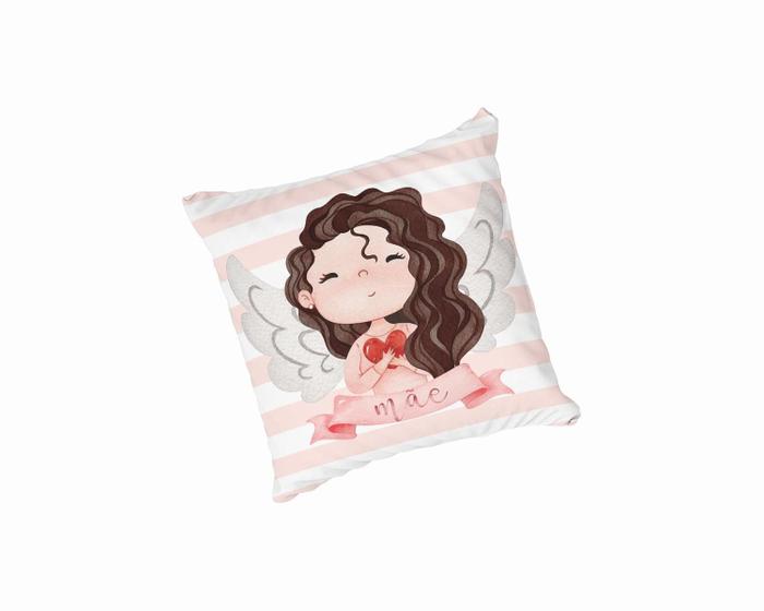Imagem de Almofada com Enchimento Mãe Aquarela Rosa Listras Poa