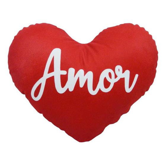 Imagem de Almofada Coração Frases Amor Vermelha 45cm x 30cm