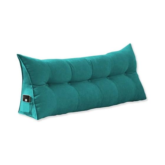 Imagem de Almofada de Apoio Para Encosto de Cabeceira Mel Casal 140 cm Suede Azul Turquesa - DL Decor