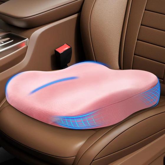 Imagem de Almofada de assento de carro UVCMDUI Wedge Memory Foam de 10 cm, tecido rosa