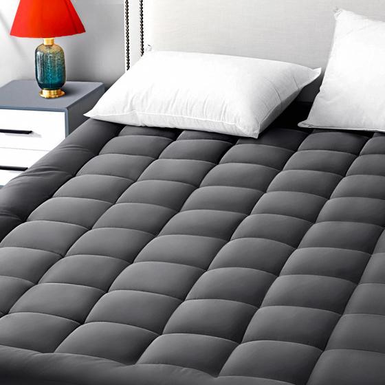 Imagem de Almofada de Colchão Queen Size EASELAND - 300TC Algodão Cinza Escuro